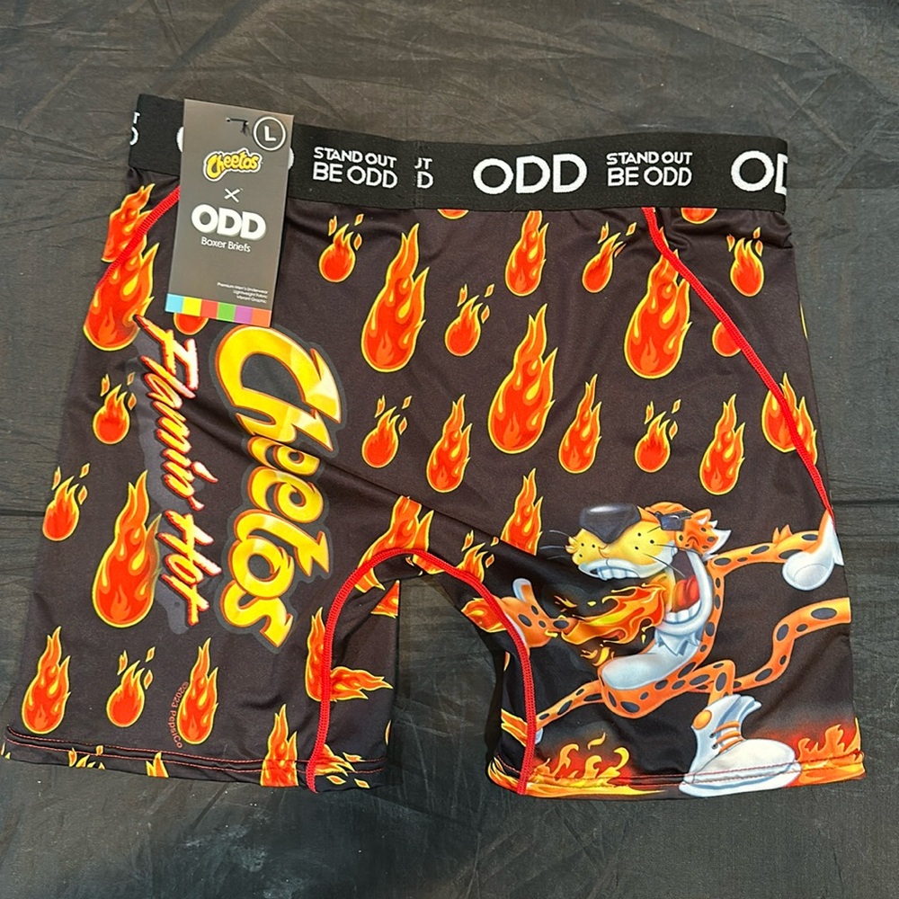 Cheetos Odd Boxer Briefs FLAMIN Hot Men’s Underwear Novelty Size Large NWT